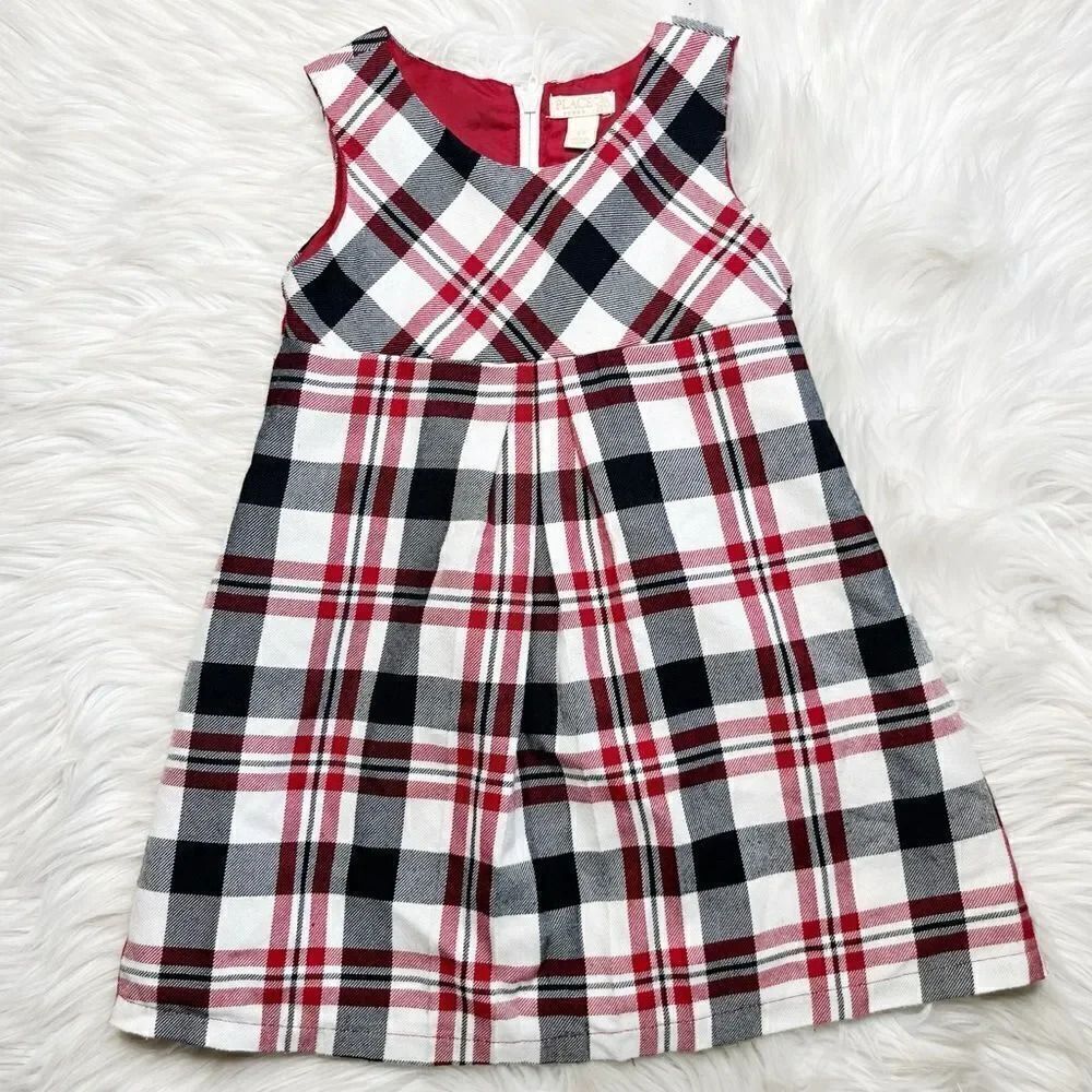 The Children's Place Plaid Dress White Red Black Size 4T